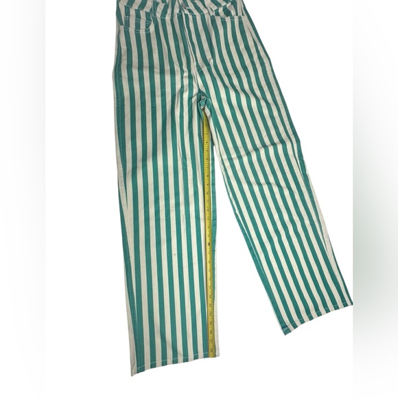 NWOT FP x The Tiny Big Sister Berta Green/White Stripe Long Jeans - Picture 11 of 13